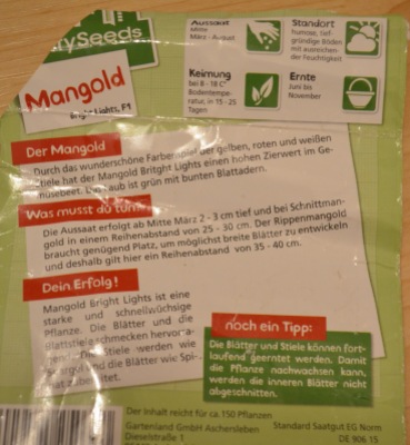 Infos zum Mangold-Saatgut von 2015 :)